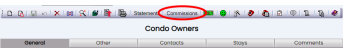 Condo owners screen with commissions button highlighted